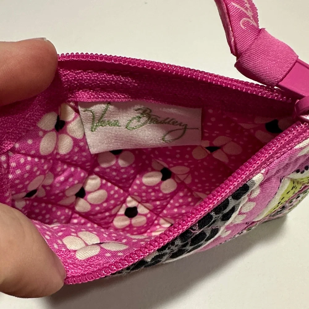 Vera Bradley Quilted Coin Purse / Small Cosmetic Bag – Pink & Green Floral